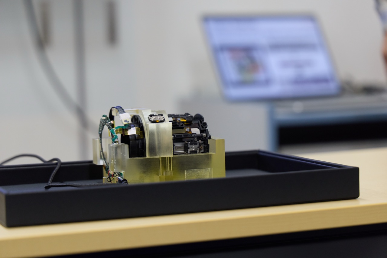 The inside of a Canon telephoto lens.